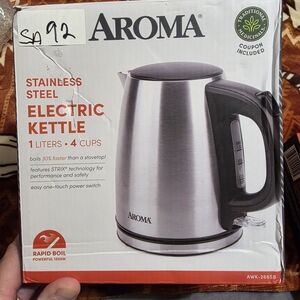 Aroma Home Stainless Steel Electric Kettle - Black and Silver